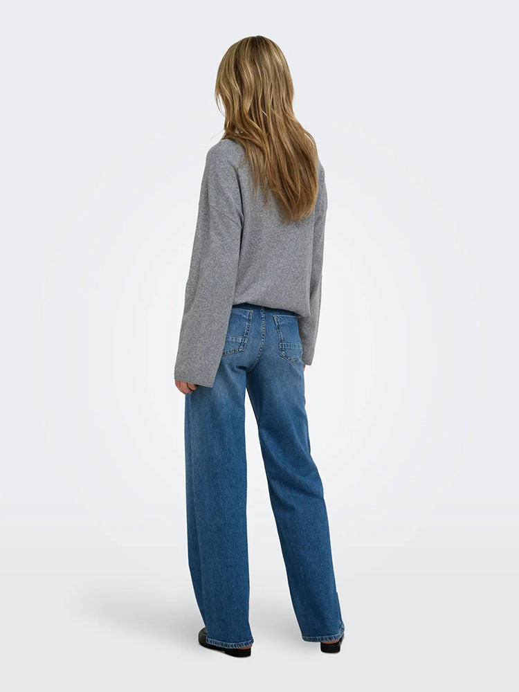 Onljuicy High Waist Wide Leg Jeans- Medium Blue Denim