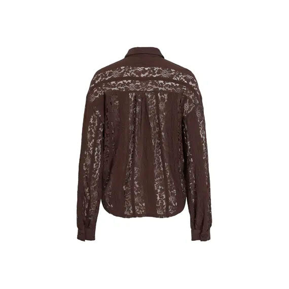 Visilano Lace Shirt-Coffee Bean