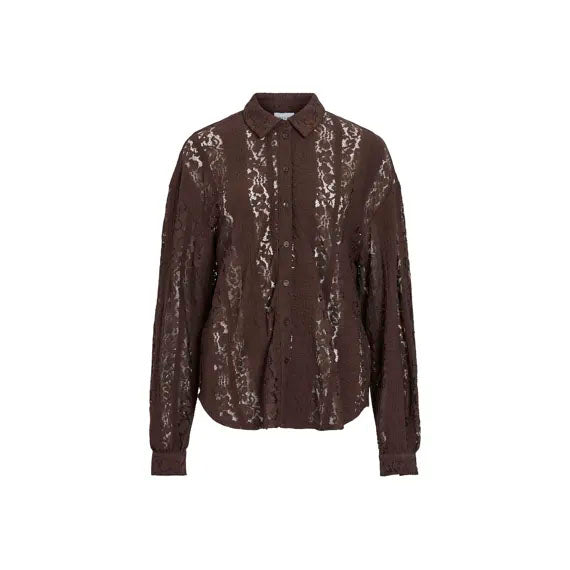 Visilano Lace Shirt-Coffee Bean