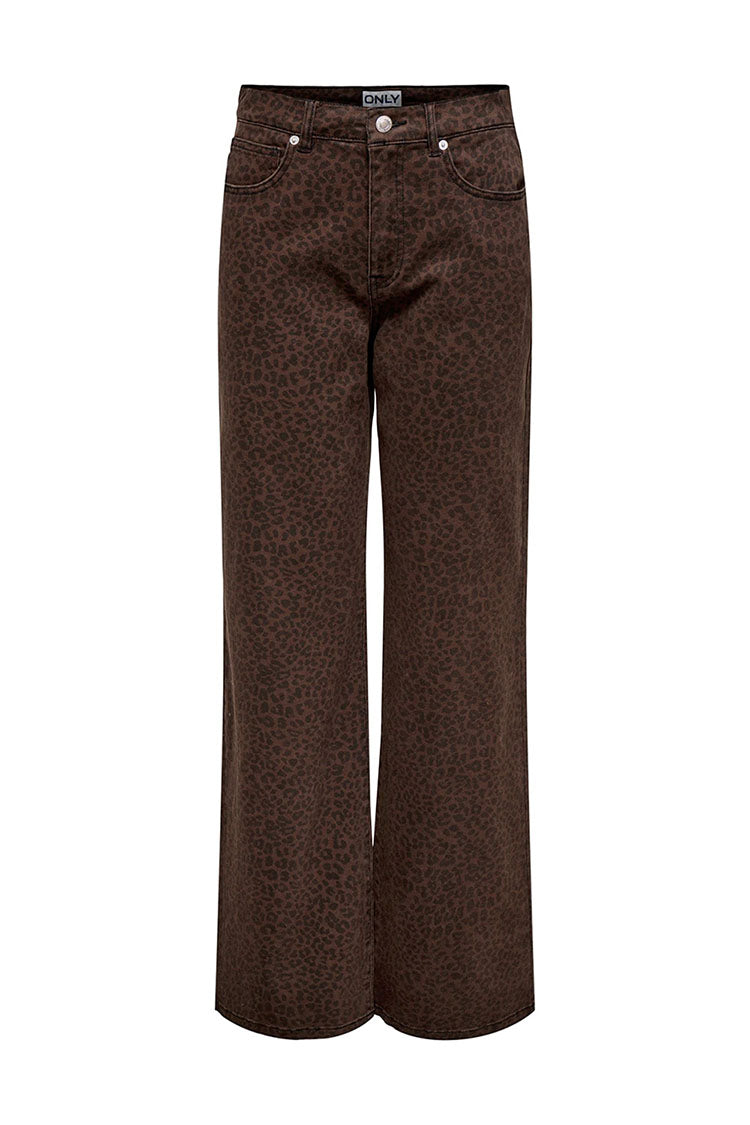 Onlmadison High Waist Wide Leg Jeans- Dark Leopard Print