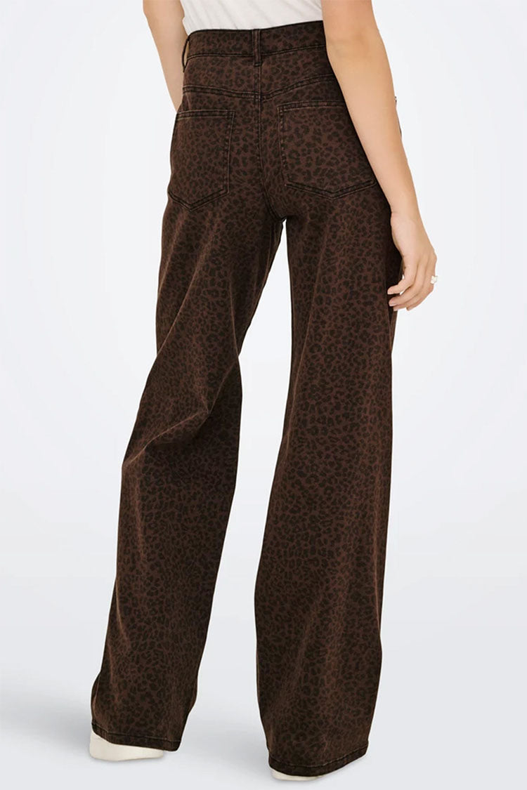 Onlmadison High Waist Wide Leg Jeans- Dark Leopard Print