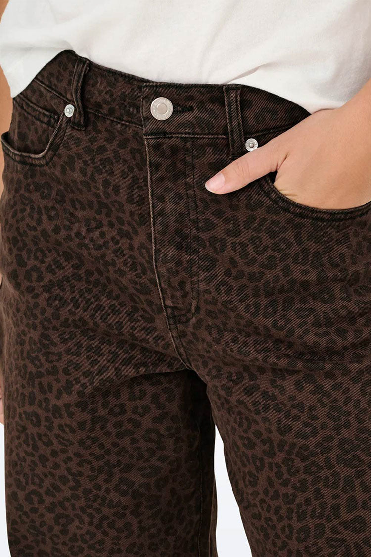 Onlmadison High Waist Wide Leg Jeans- Dark Leopard Print