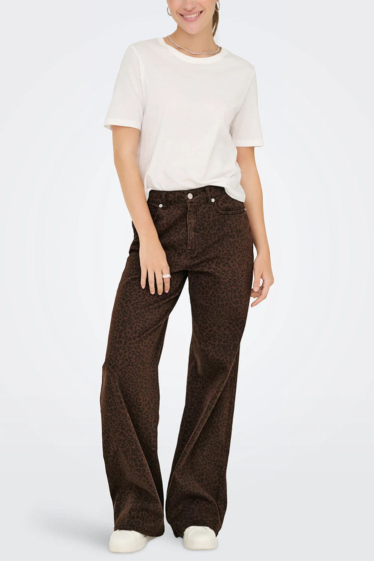 Onlmadison High Waist Wide Leg Jeans- Dark Leopard Print