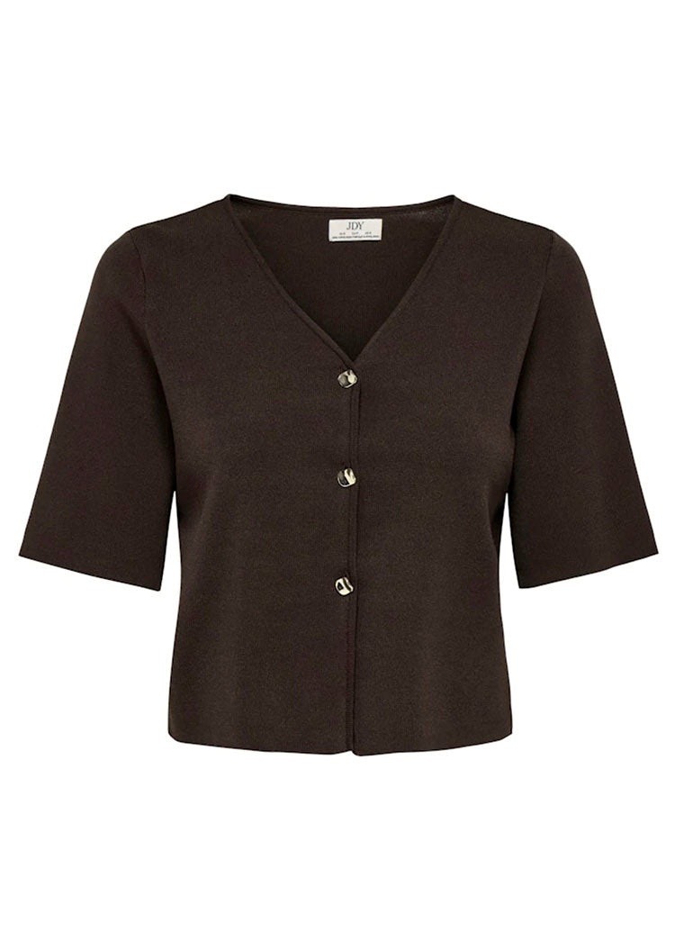 Jdyastra V Neck 3/4 Sleeve Button Cardigan-Coffee Bean