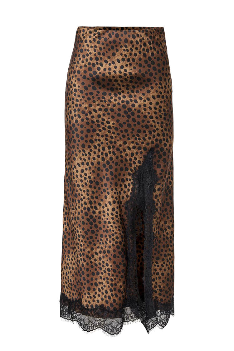 Onlmenus Long Lace Skirt-Leopard/Black Lace