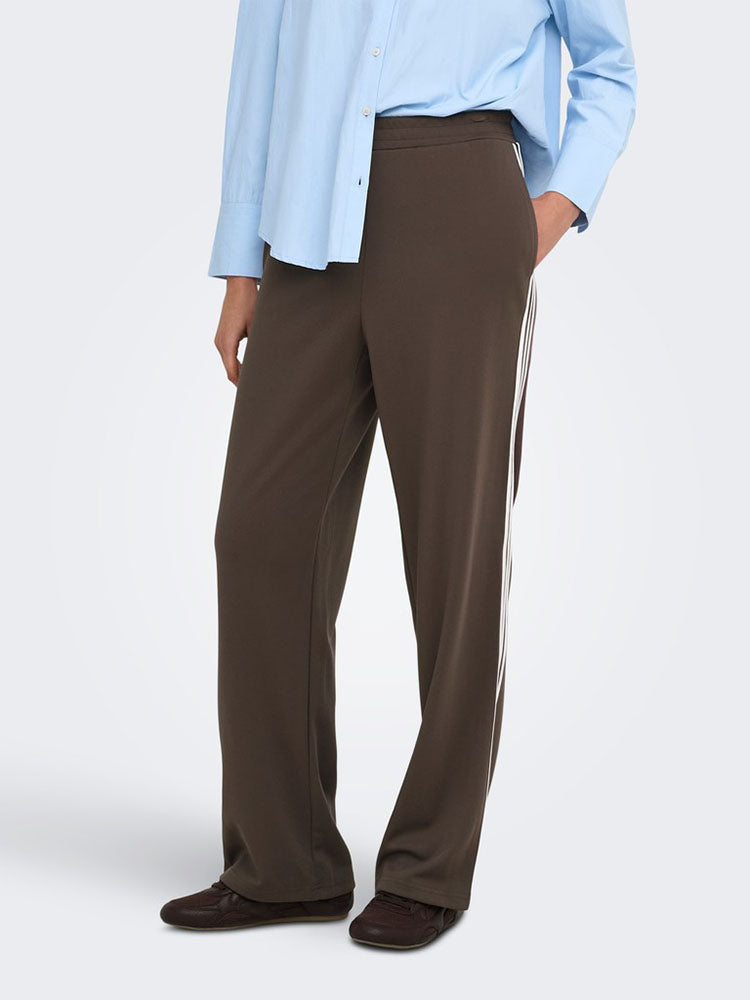 Onlcayla Wide Leg Tracksuit Pants-Coffee/Cream Stripes