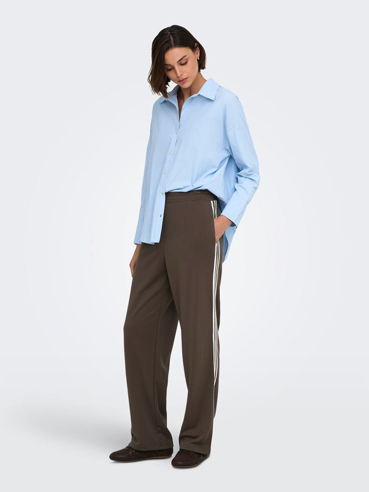 Onlcayla Wide Leg Tracksuit Pants-Coffee/Cream Stripes