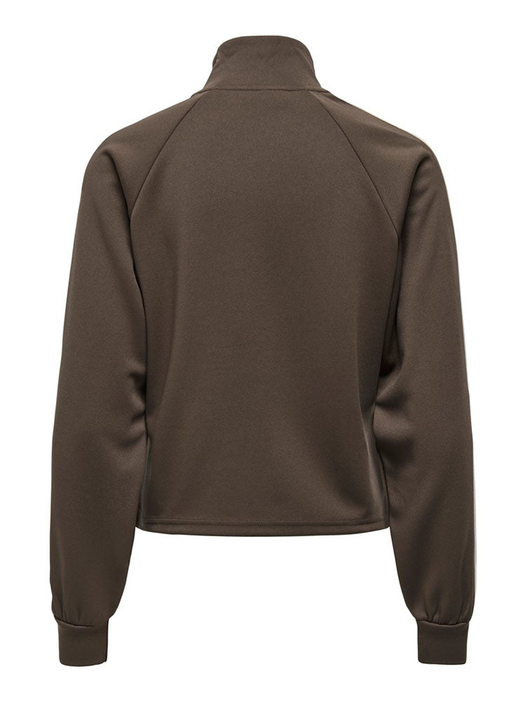 Onlcayla Zip Neck Sweater-Brown/Cream Stripes