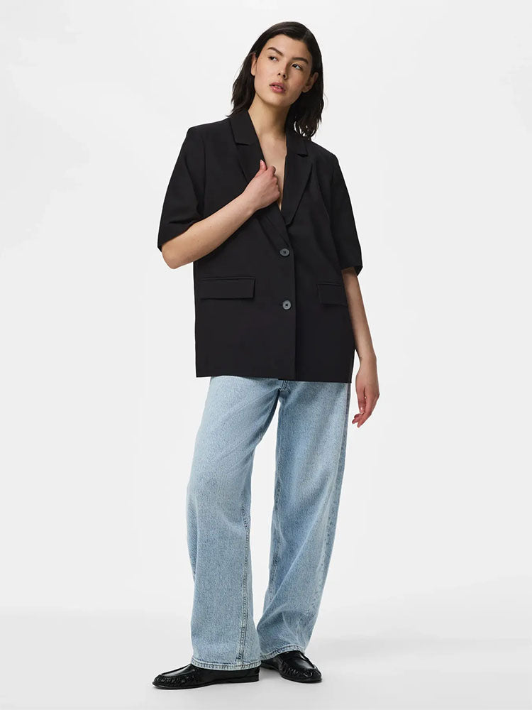 Pcbosella Short Sleeve Blazer-Black