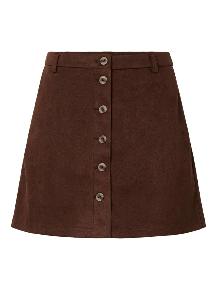 Pcrakel Brushed High Waist Short Skirt- Coffee