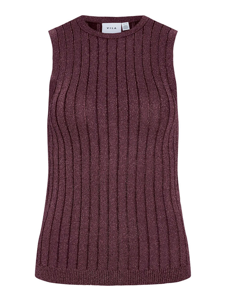 Vivermei Glitter Knit Sleeveless Top-Burgundy