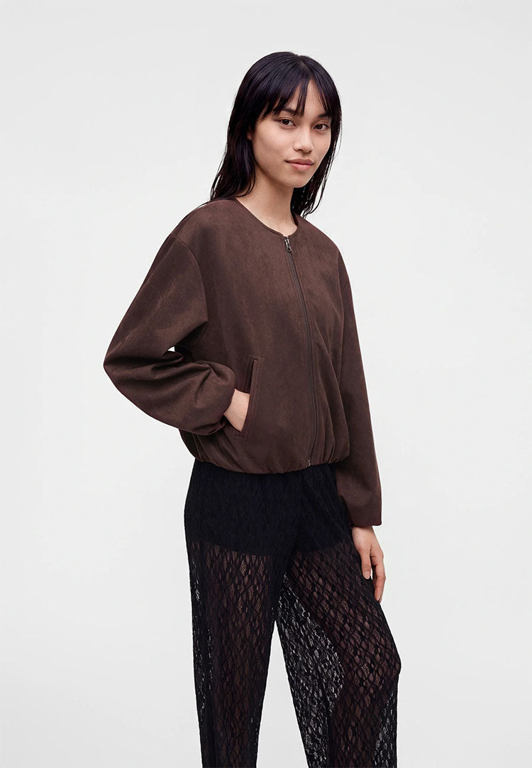 Jdynia Faux Suede Bat Sleeve Jacket-Chocolate Torte
