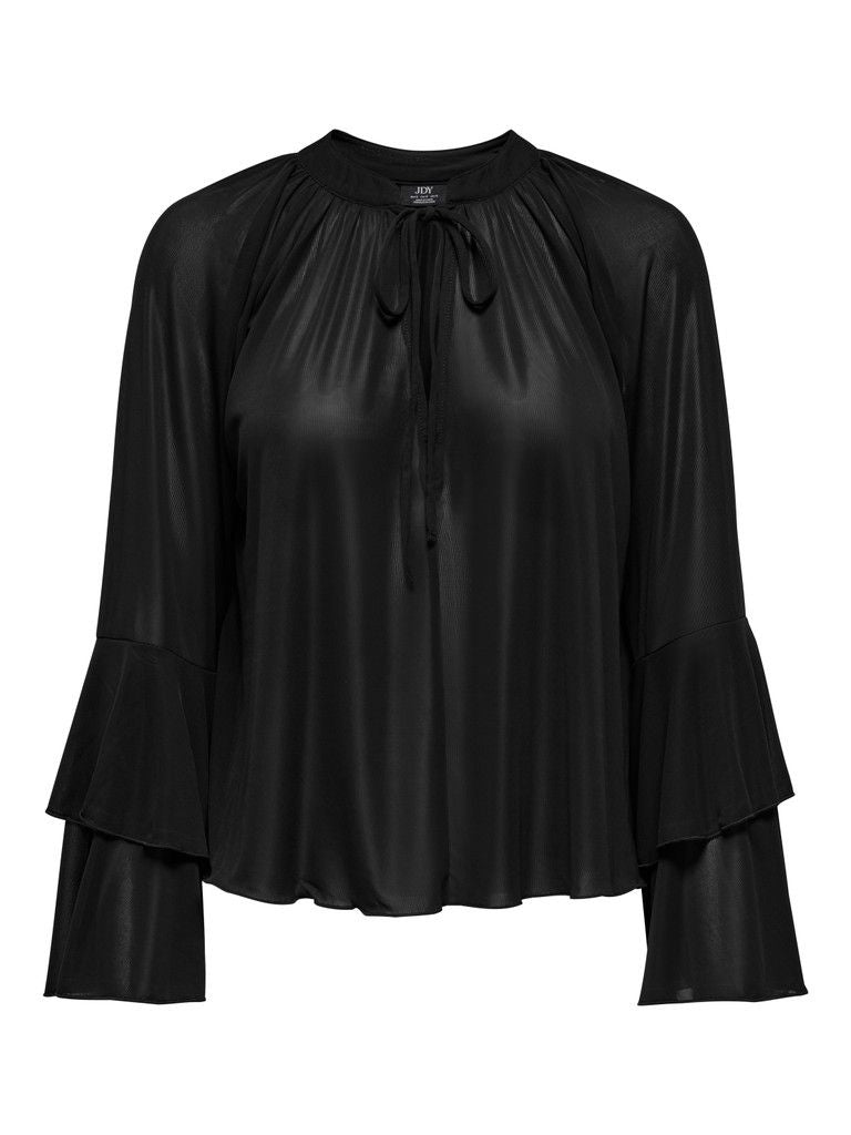 Jdyvupti Long Sleeve Frill Top-Black
