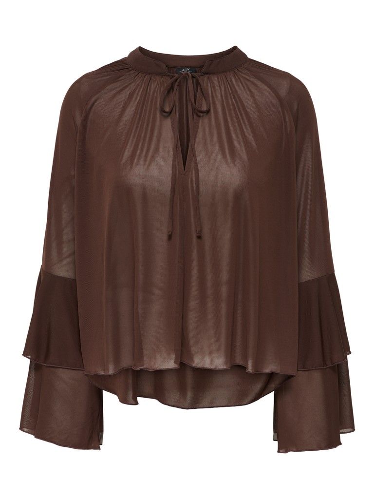 Jdyvupti Long Sleeve Frill Top-Chicory Coffee