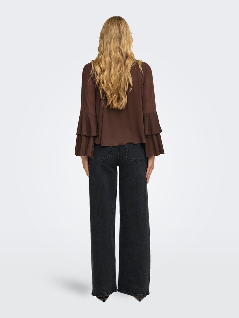 Jdyvupti Long Sleeve Frill Top-Chicory Coffee