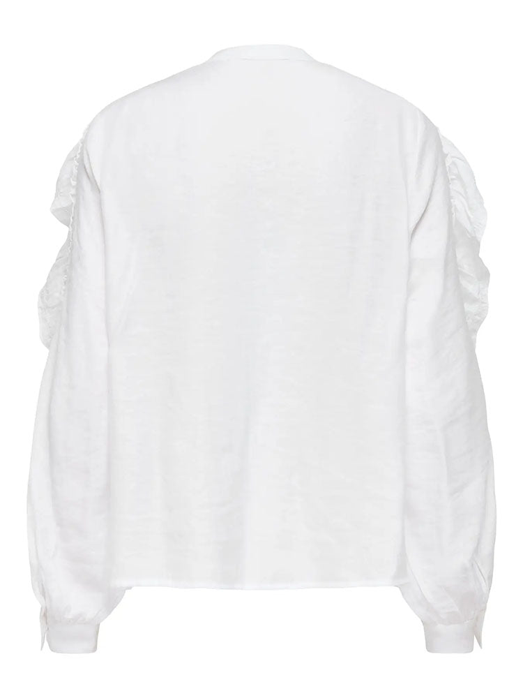 Onlmarriah Frill V Neck Shirt-White
