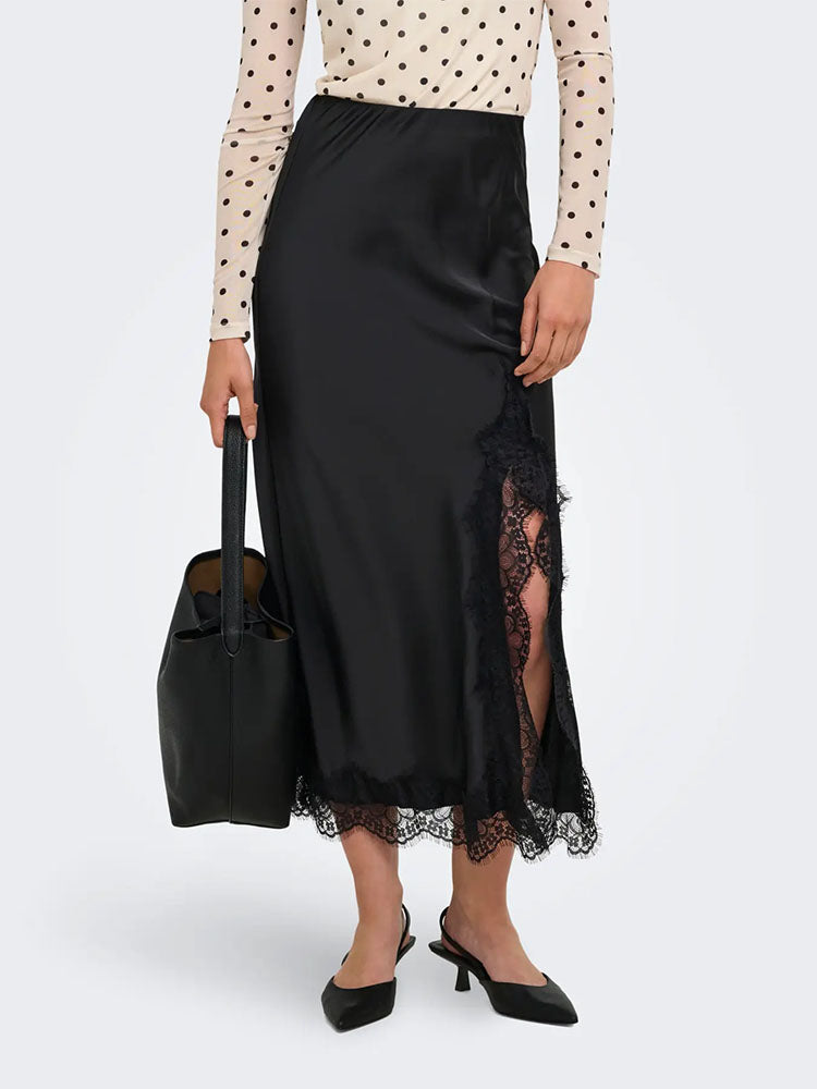 Onlmenus Long Lace Skirt-Black