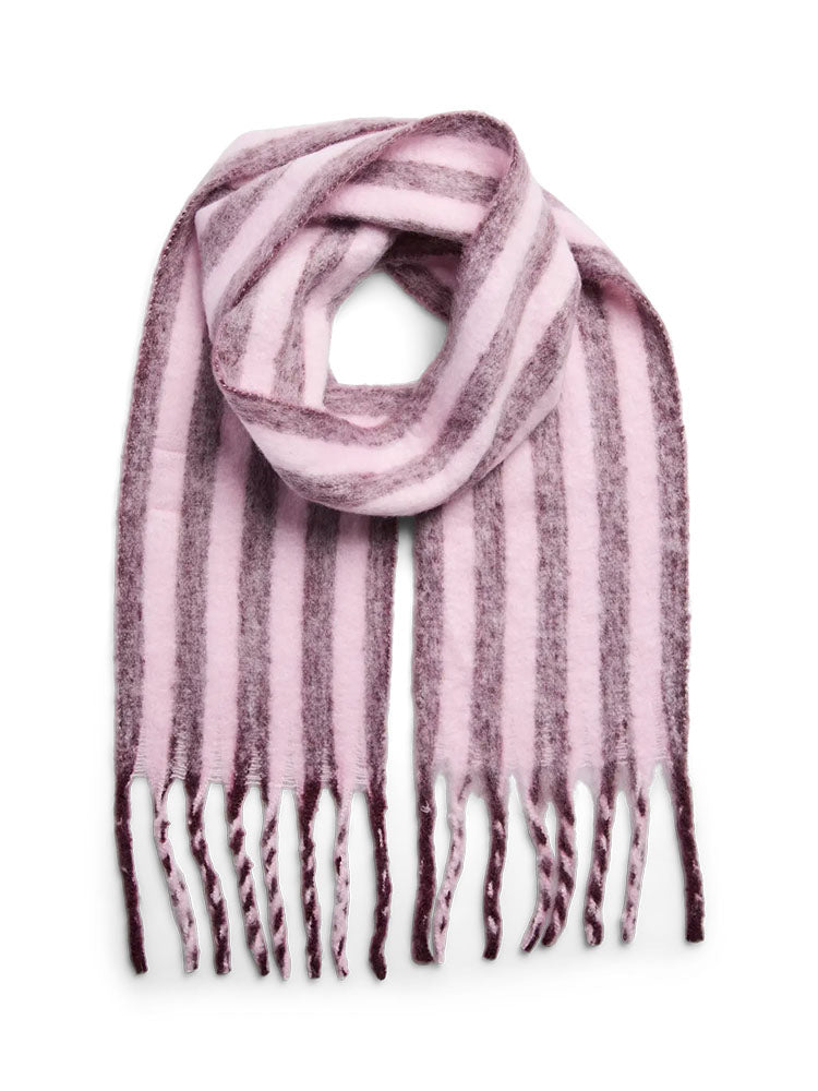 Pcbea Scarf-Pink/Wine Stripe