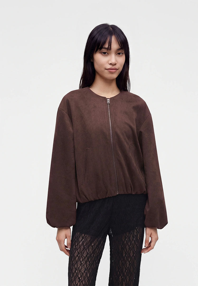 Jdynia Faux Suede Bat Sleeve Jacket-Chocolate Torte