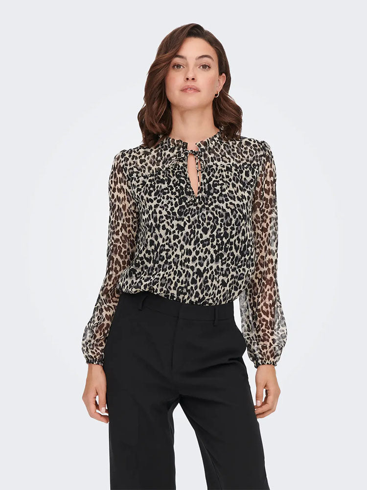 Onlditsy Long Sleeve Blouse-Leopard Print