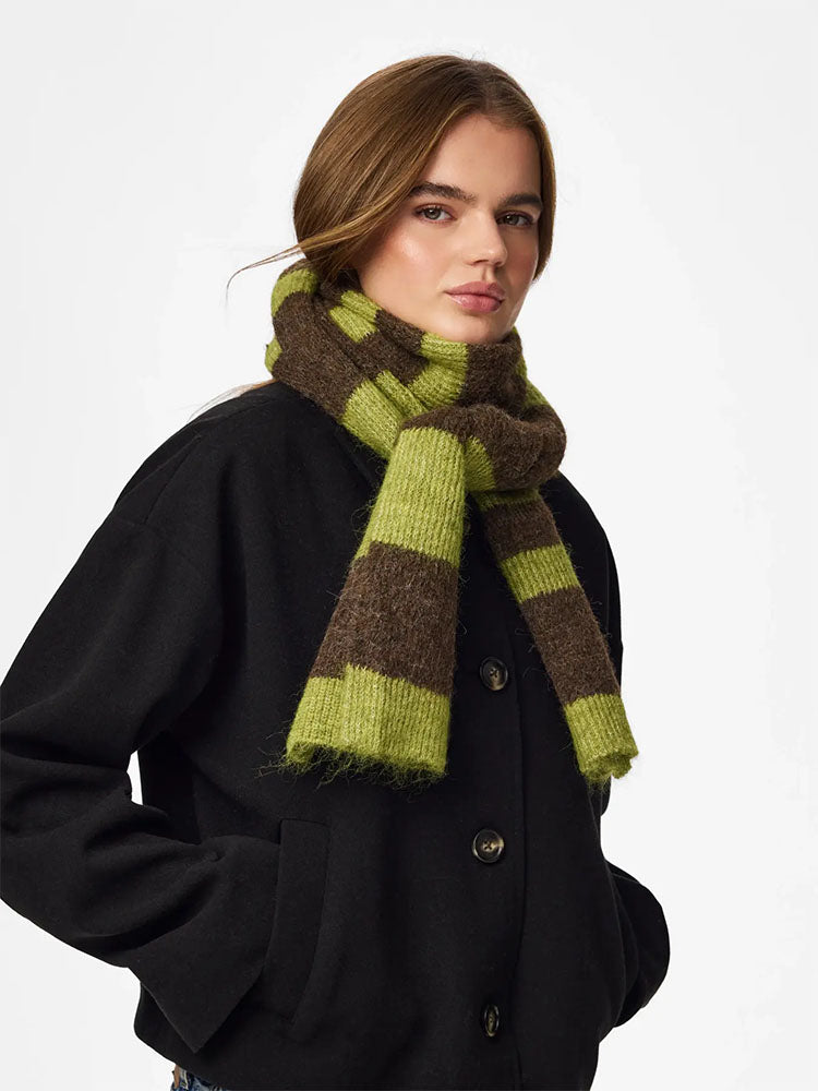 Pcalina Scarf-Brown/Green Stripe