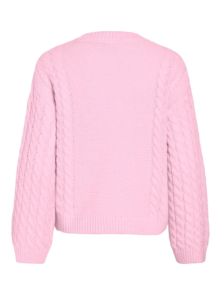 Vityne Cable Knit Sweater-Baby Pink
