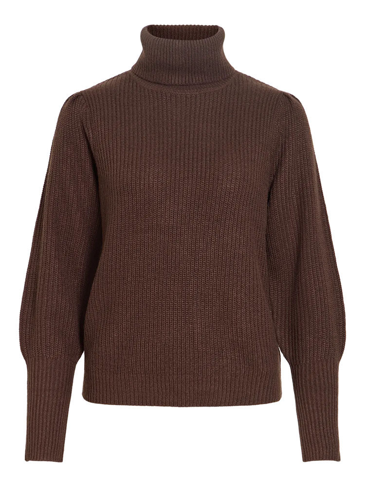 Vilou Chunky Rollneck Knit Sweater-Coffee Bean