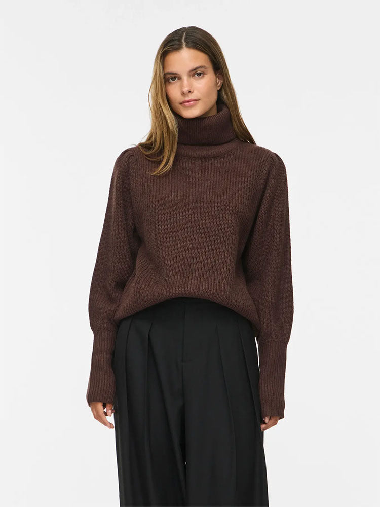 Vilou Chunky Rollneck Knit Sweater-Coffee Bean