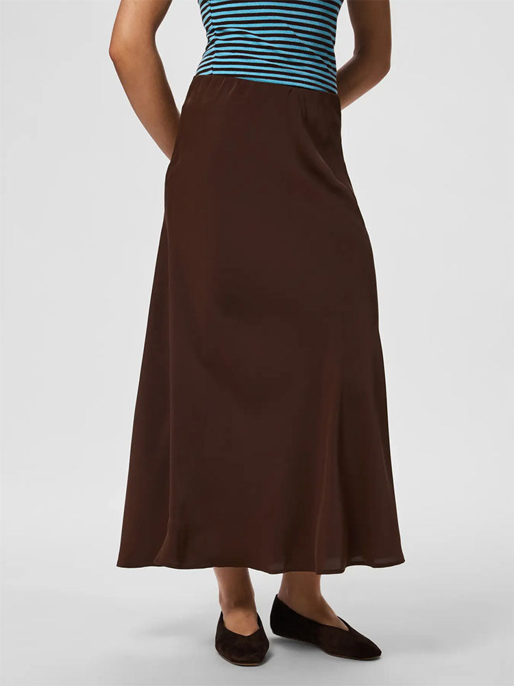 Pcfranan High Waist Ankle Skirt-Hot Fudge