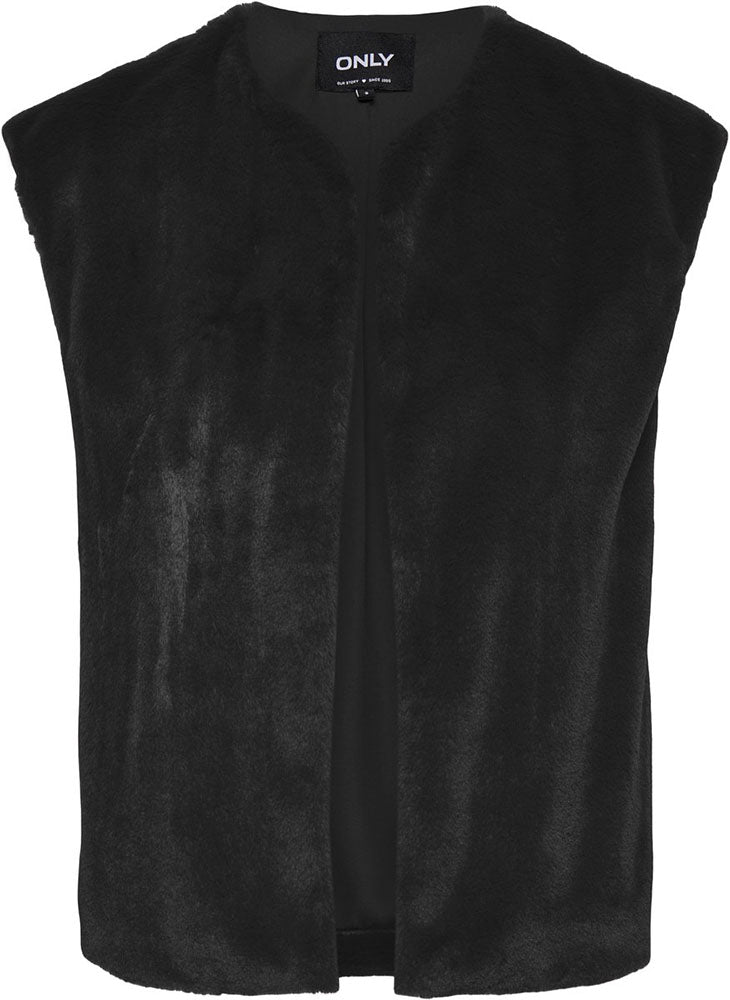 Onldana Faux Fur Gillet-Black