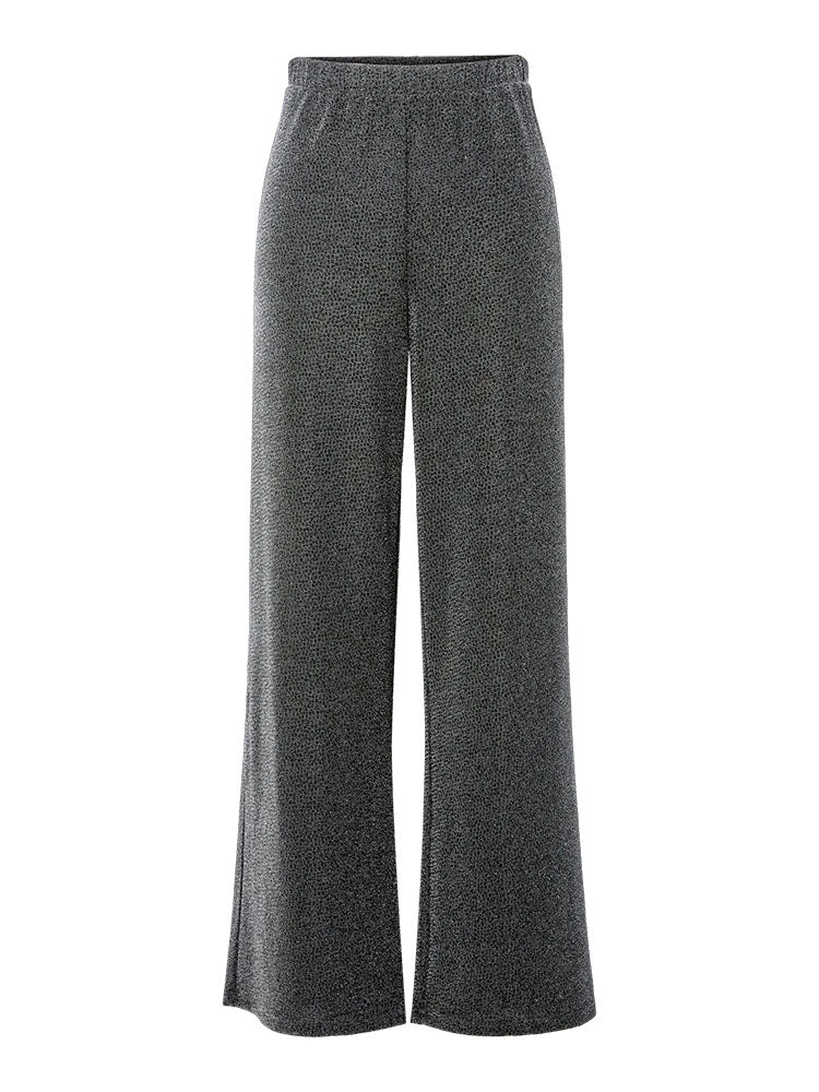 Pcjina High Waist Wide Trousers-Silver Lurex