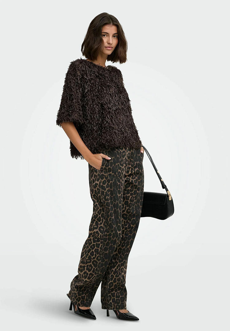 Jdybay High Waist Barrel Jeans-Leopard Print