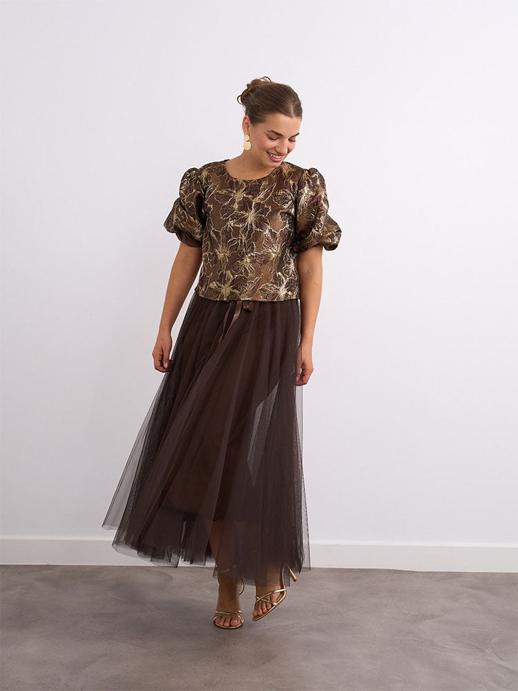 Gold/ Bronze Puff Sleeve Top