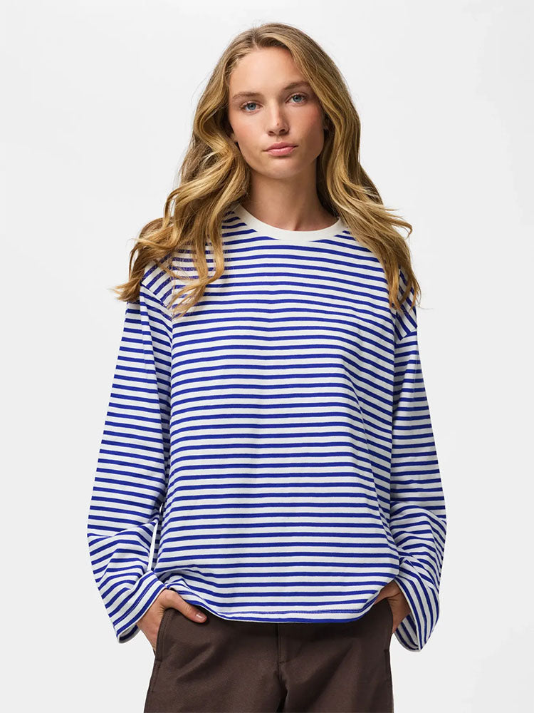 Pcselma Long Sleeve Top-Blue/White Stripe