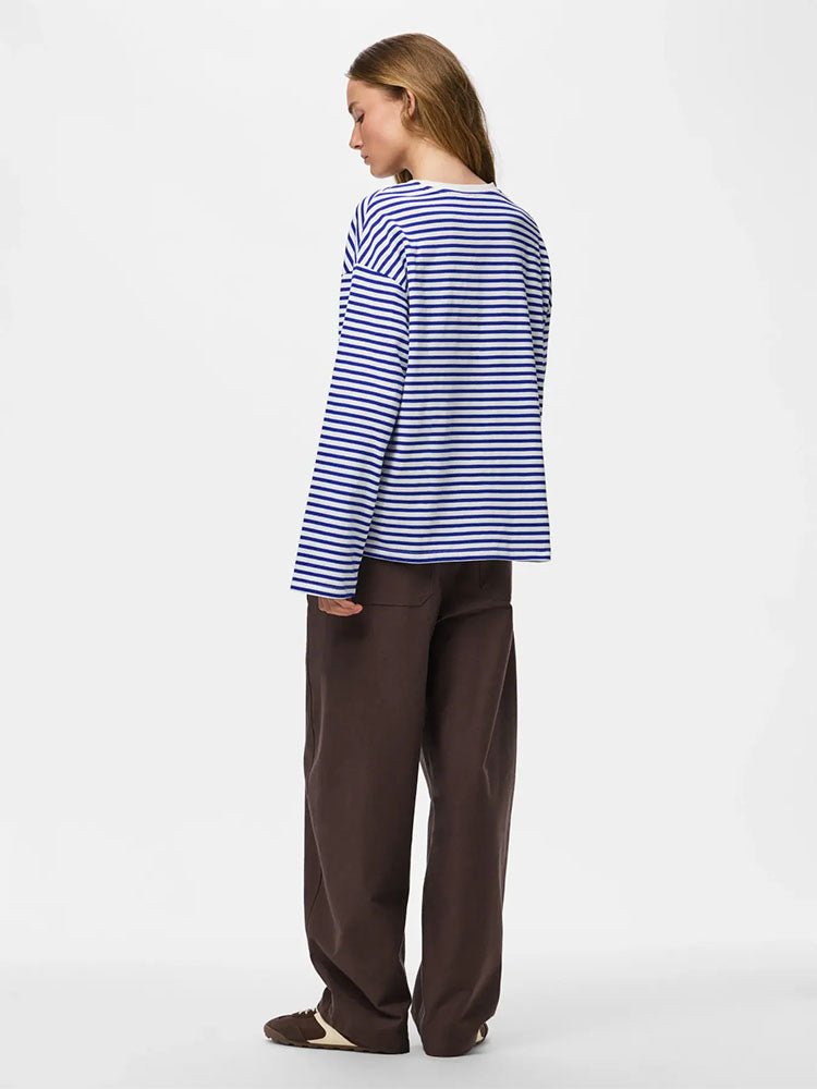Pcselma Long Sleeve Top-Blue/White Stripe