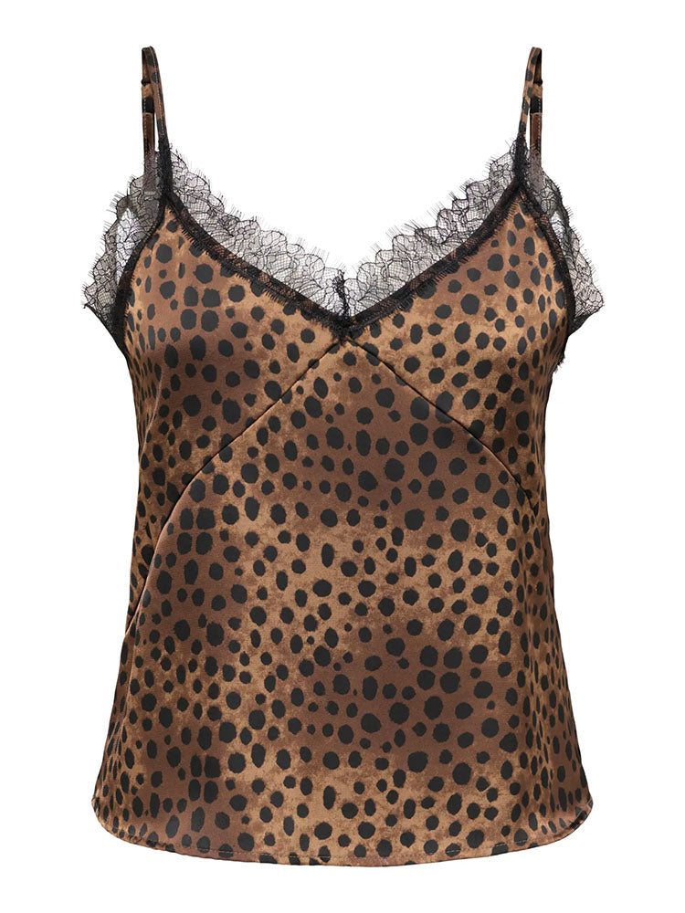Onlmenus Strap Lace Top-Leopard Print