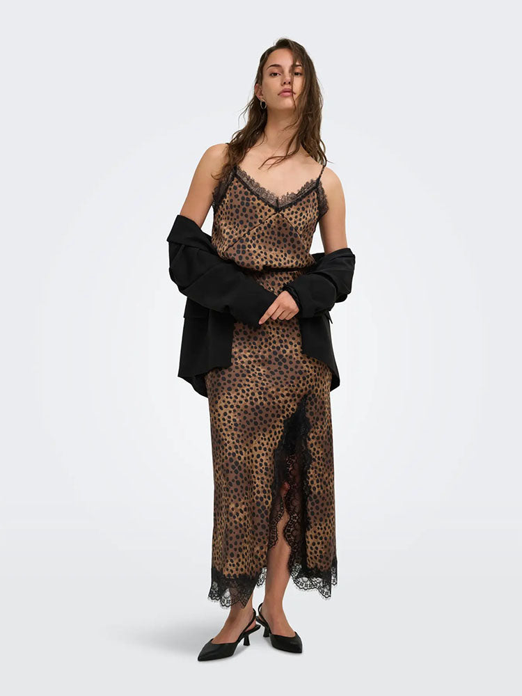 Onlmenus Strap Lace Top-Leopard Print