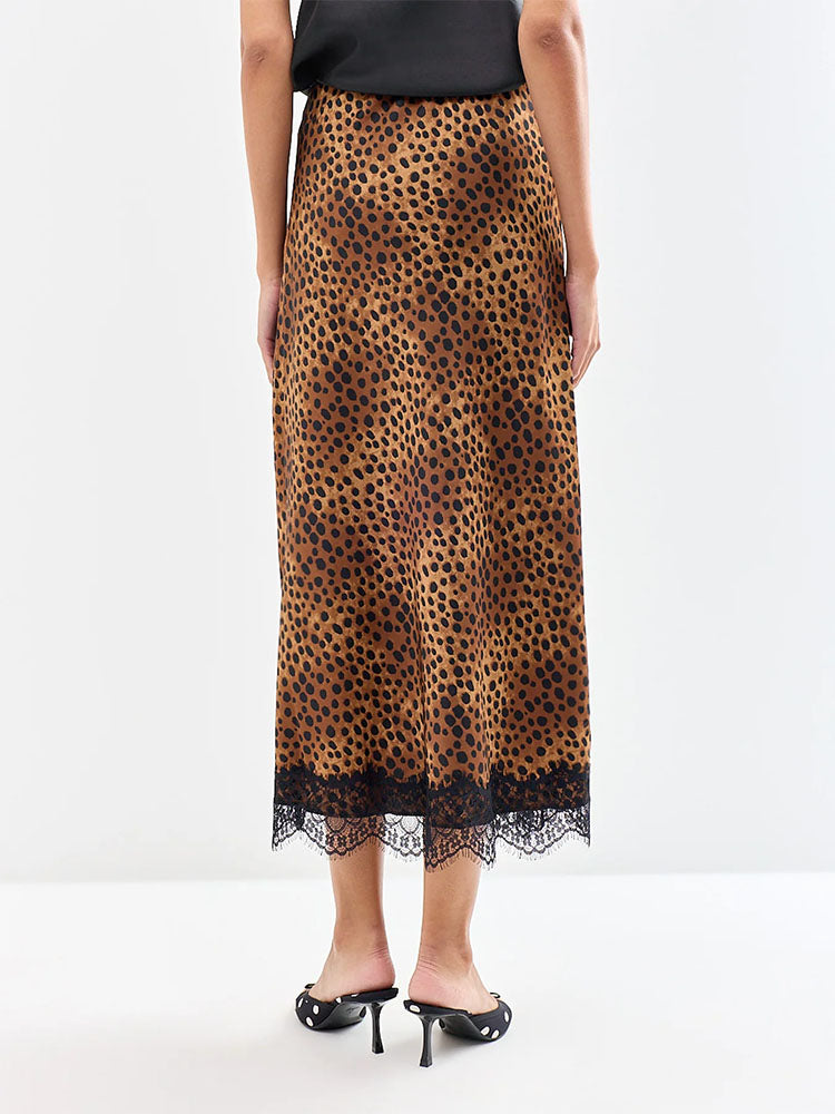 Onlmenus Long Lace Skirt-Leopard/Black Lace
