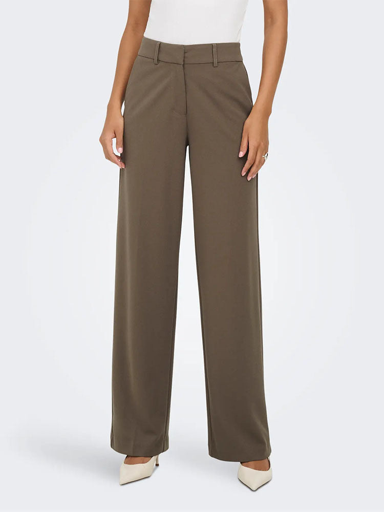 Onlkalina High Waist Wide Trousers-Chocolate Chip