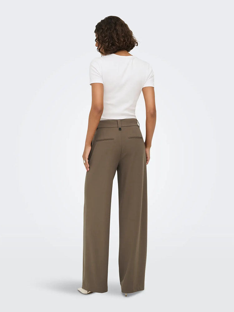 Onlkalina High Waist Wide Trousers-Chocolate Chip