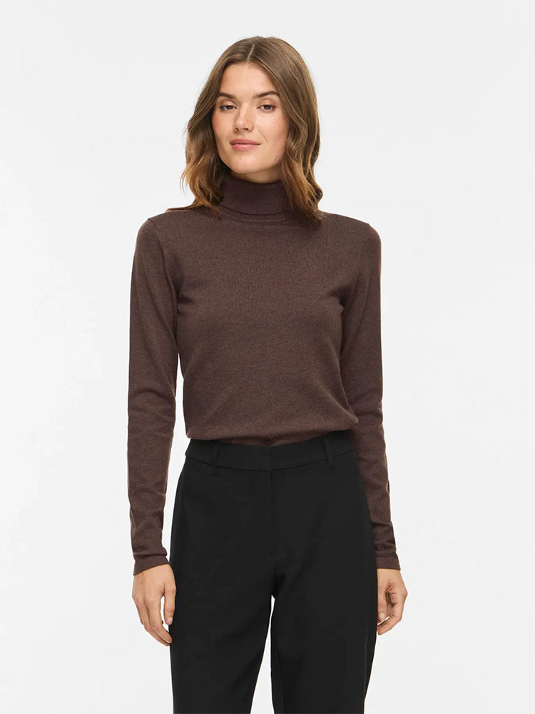 Vimalu Rollneck Knit Top-Coffee Bean
