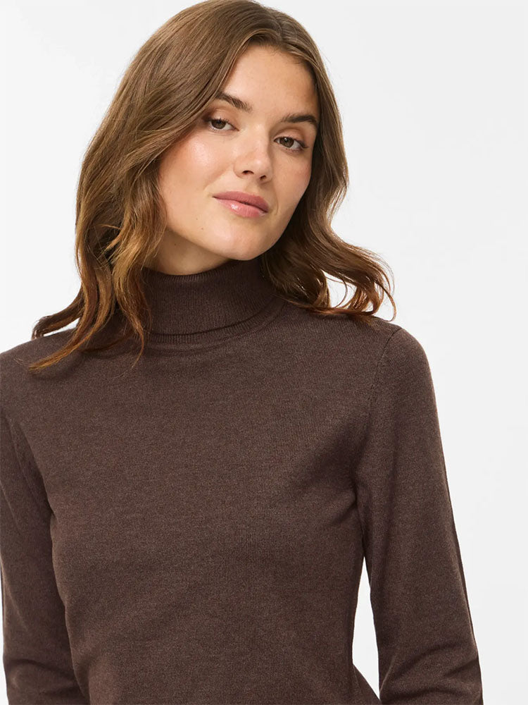 Vimalu Rollneck Knit Top-Coffee Bean