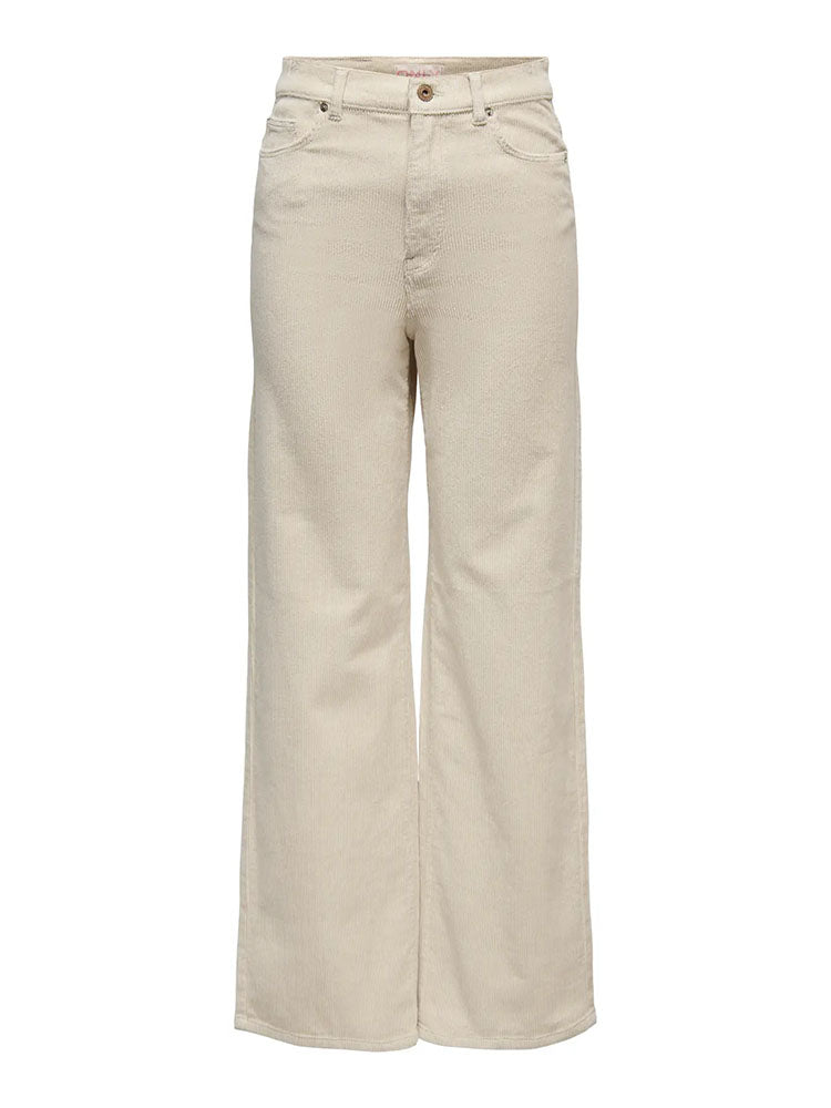 Onlhope Global High Waist Cord Trousers-Oatmeal