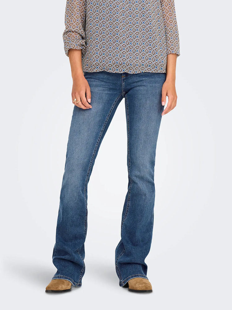 Onlblush Mid Flared Jeans-Medium Blue Denim