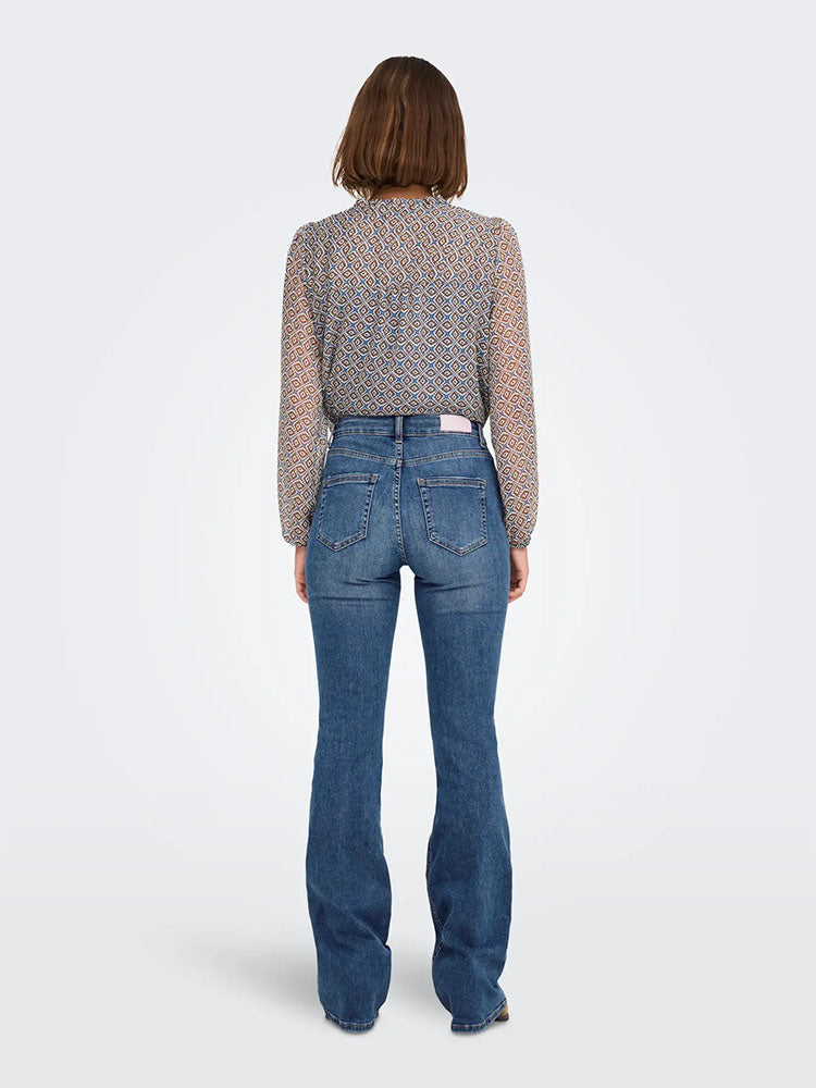 Onlblush Mid Flared Jeans-Medium Blue Denim