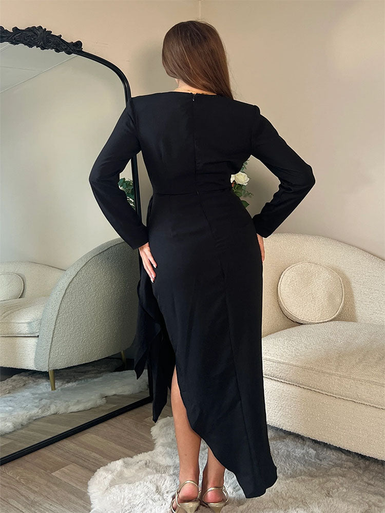 Bria Black Wrap Maxi Dress