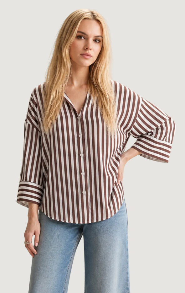 Jdylaurel Shirt-Coffee Bean/White Stripe