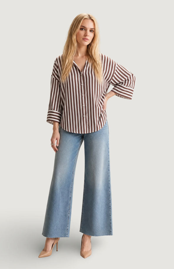 Jdylaurel Shirt-Coffee Bean/White Stripe
