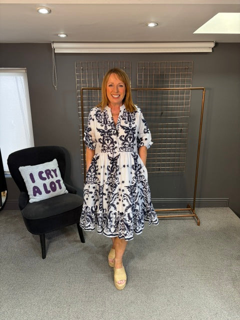White/Navy Dress
