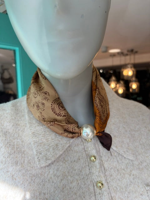Magnet Scarf-Beige/Brown Paisley & Orange Paisley